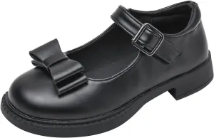 Fashion Loafers for Little Girls Small Leather Single Shoes Dancing Performance Shoes with Metal Buckle