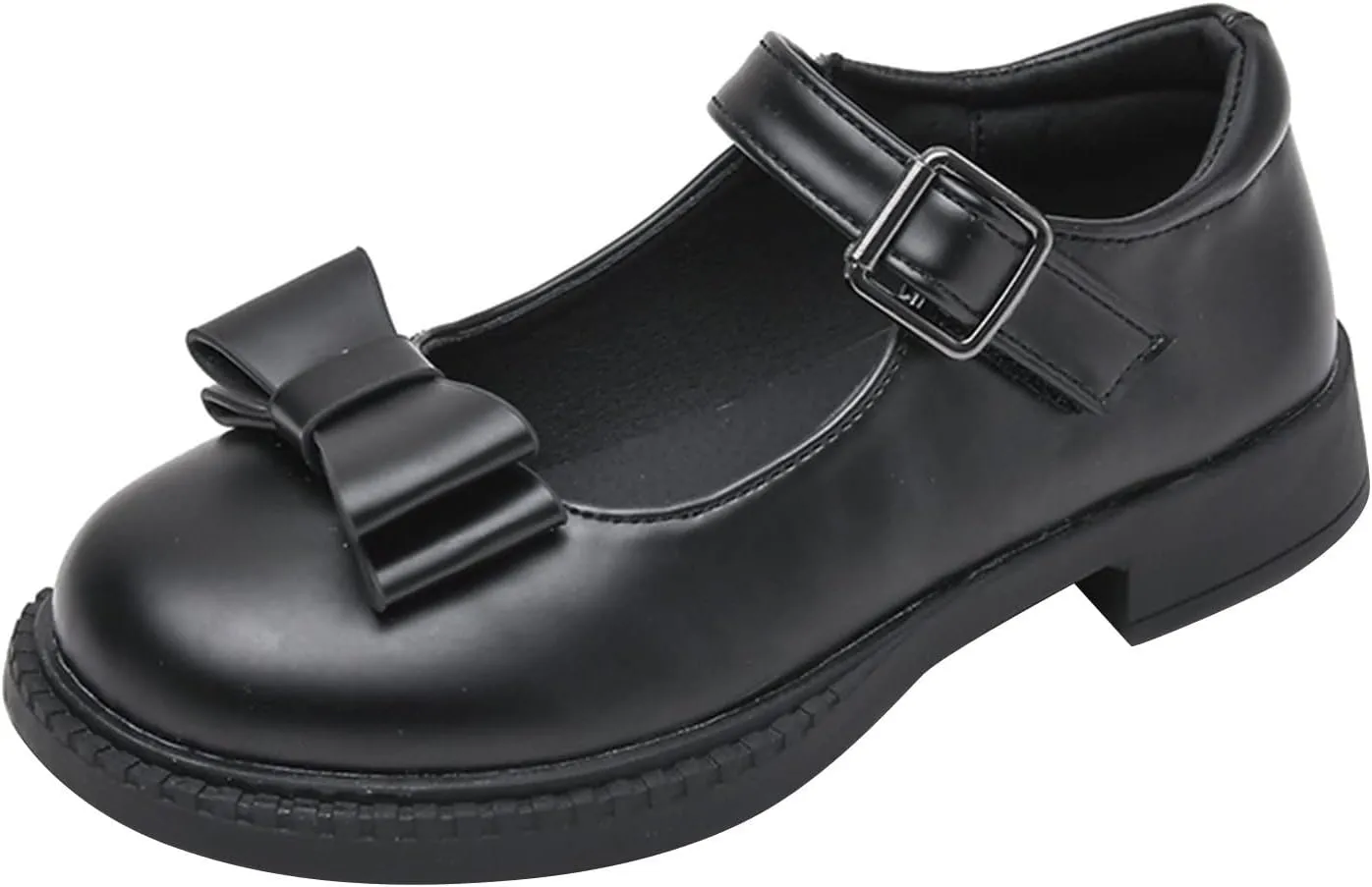 Fashion Loafers for Little Girls Small Leather Single Shoes Dancing Performance Shoes with Metal Buckle