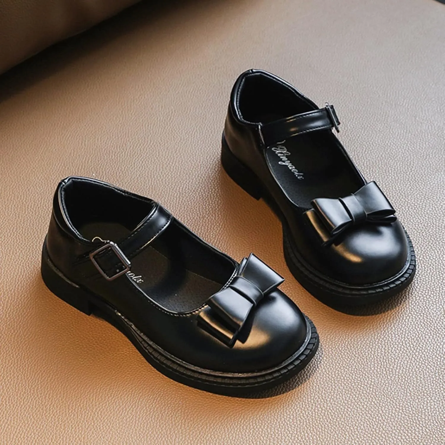 Fashion Loafers for Little Girls Small Leather Single Shoes Dancing Performance Shoes with Metal Buckle