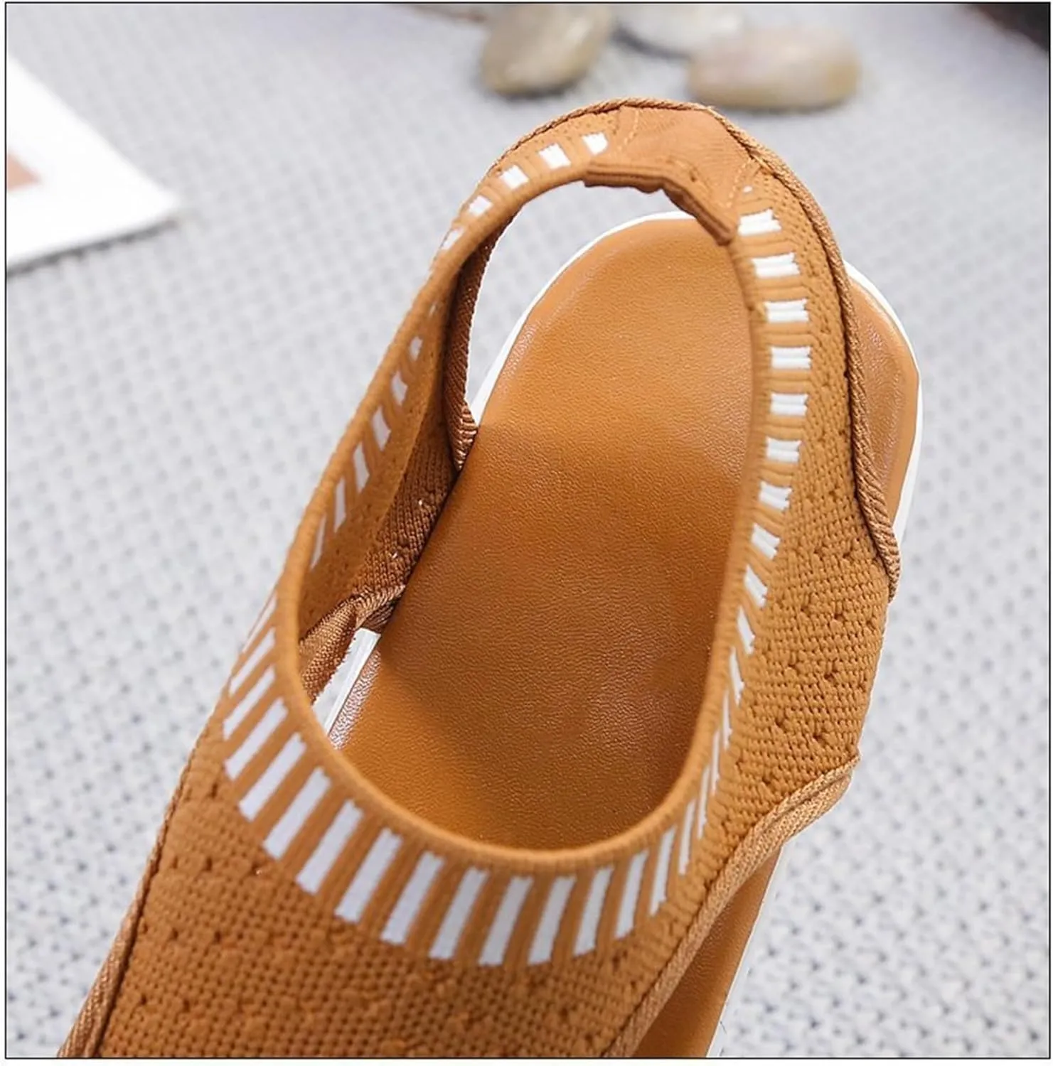 FFMA Muffin Sandals Summer Slingback Orthopedic Slide Sport Sandals Flexible Washable Comfy Knit Thick Bottom Fish Mouth Sandals Orthotic Slide Casual Women's Shoes