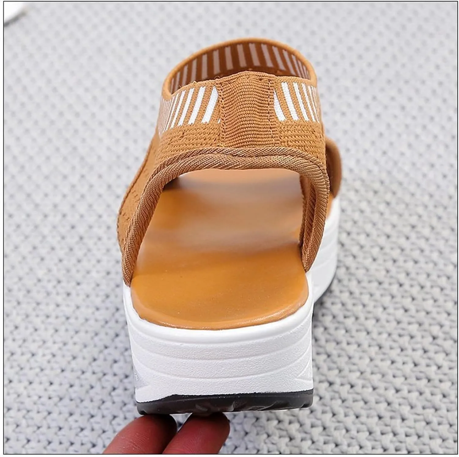 FFMA Muffin Sandals Summer Slingback Orthopedic Slide Sport Sandals Flexible Washable Comfy Knit Thick Bottom Fish Mouth Sandals Orthotic Slide Casual Women's Shoes