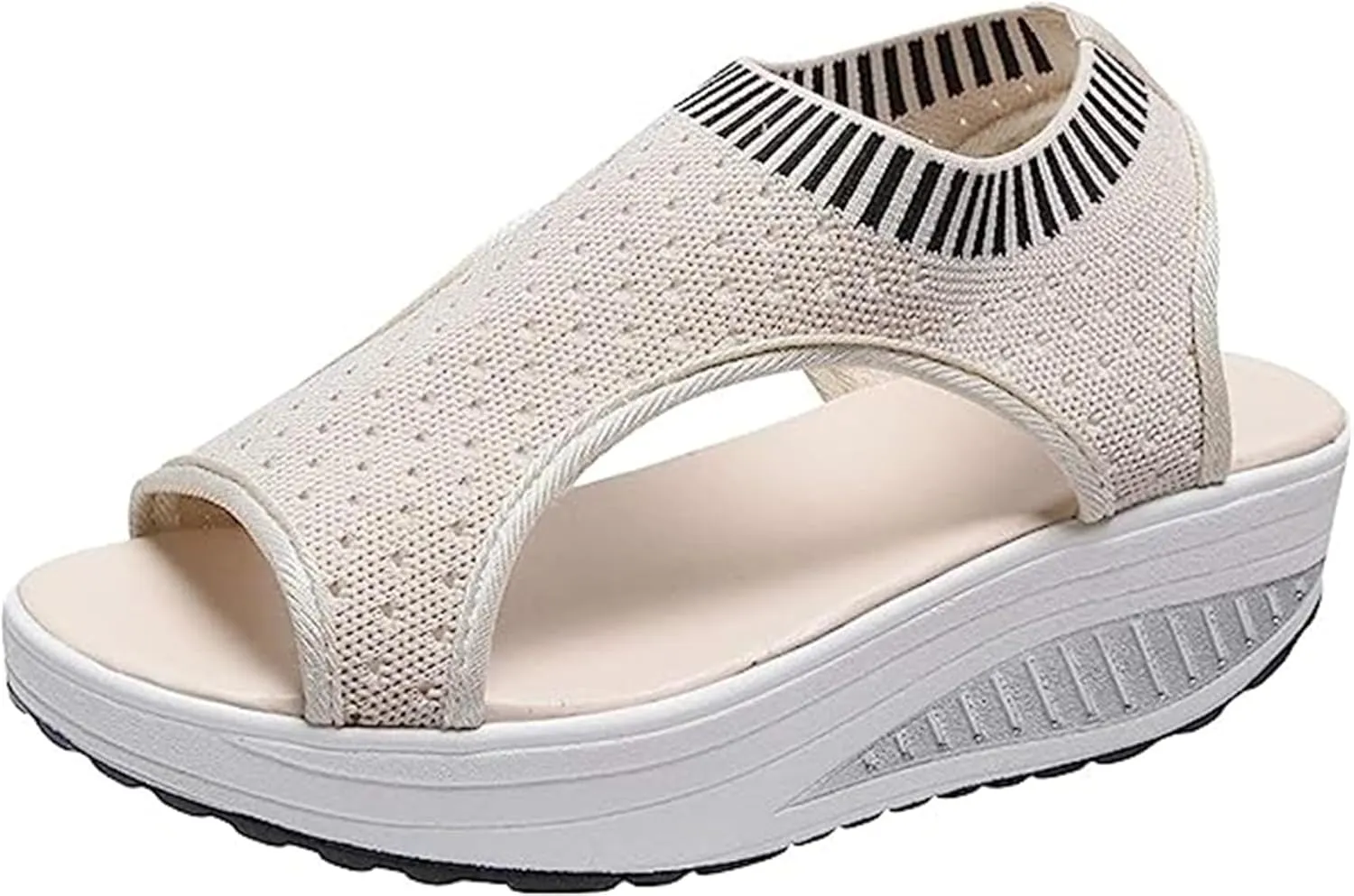 FFMA Muffin Sandals Summer Slingback Orthopedic Slide Sport Sandals Flexible Washable Comfy Knit Thick Bottom Fish Mouth Sandals Orthotic Slide Casual Women's Shoes