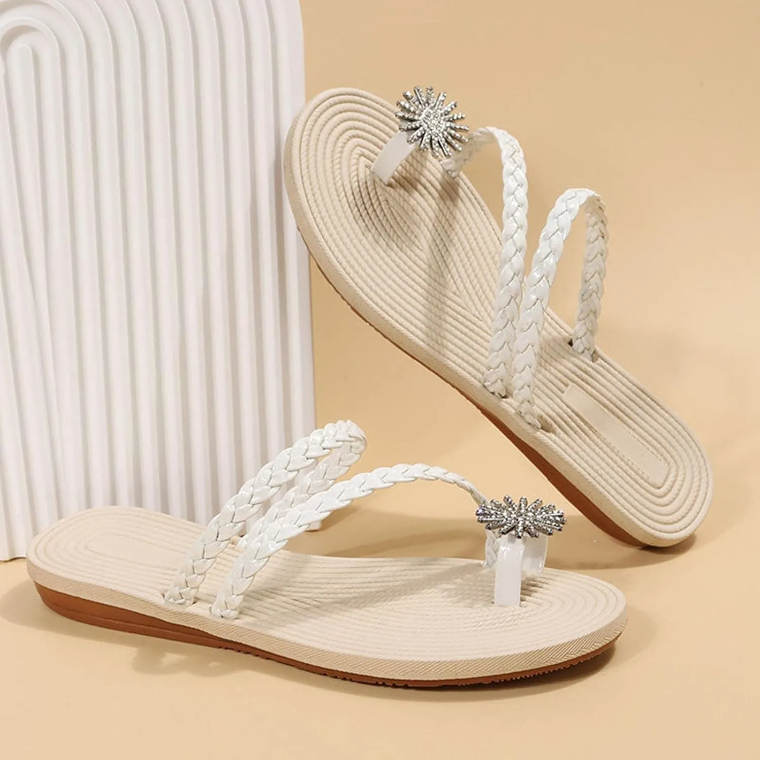 Flat Sandals for Women Dressy Comfortable Orthopedic Sandals Beach Sandals Non Slip Summer Flip Flops Arch Support