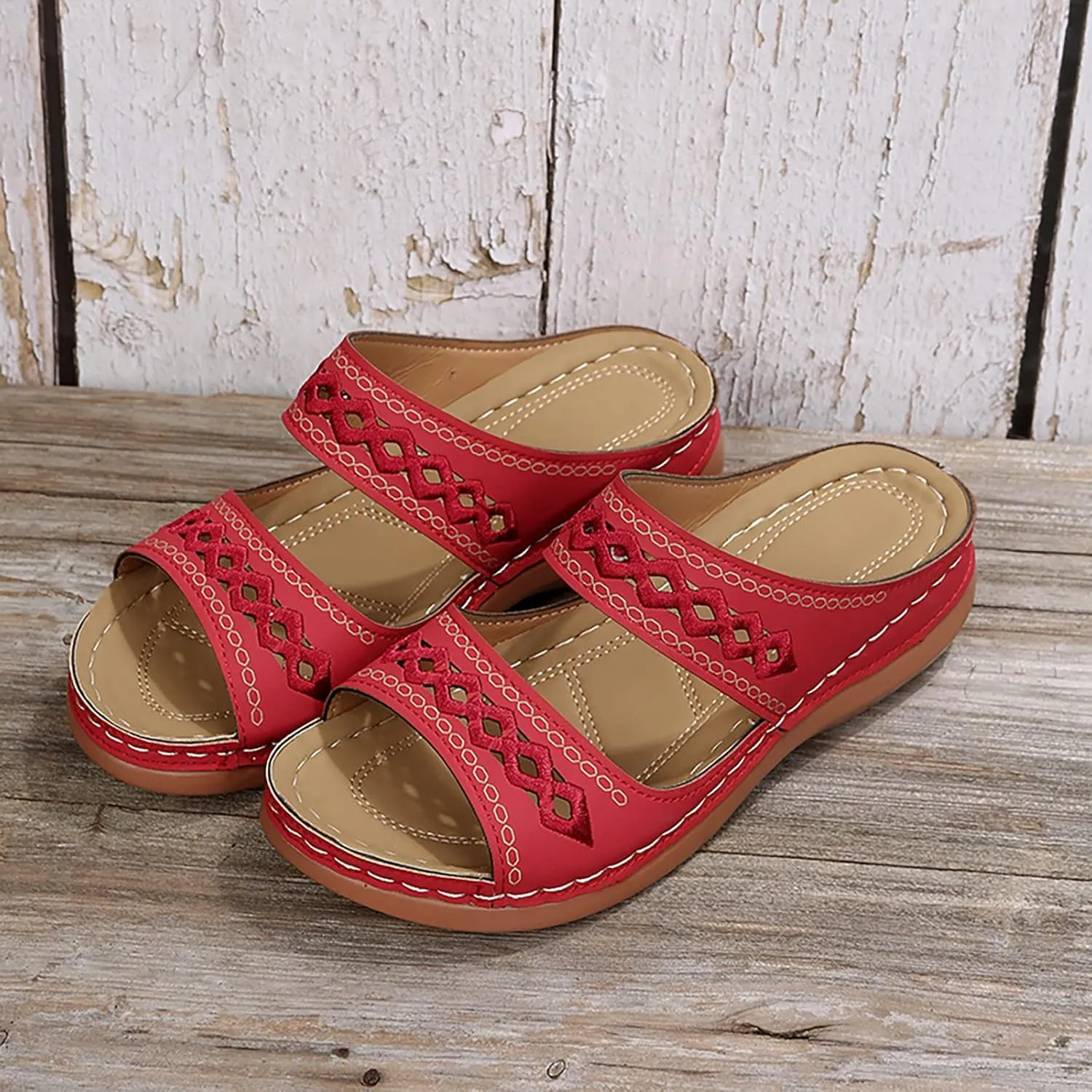 Flats Sandals for Women Orthopedic Bohemian Breathable Open Toe Adjustable 2025 Summer Walking Shoes