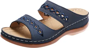 Flats Sandals for Women Orthopedic Bohemian Breathable Open Toe Adjustable 2025 Summer Walking Shoes