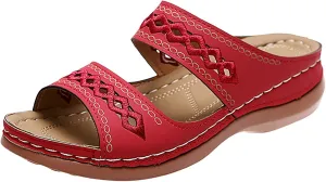 Flats Sandals for Women Orthopedic Bohemian Breathable Open Toe Adjustable 2025 Summer Walking Shoes