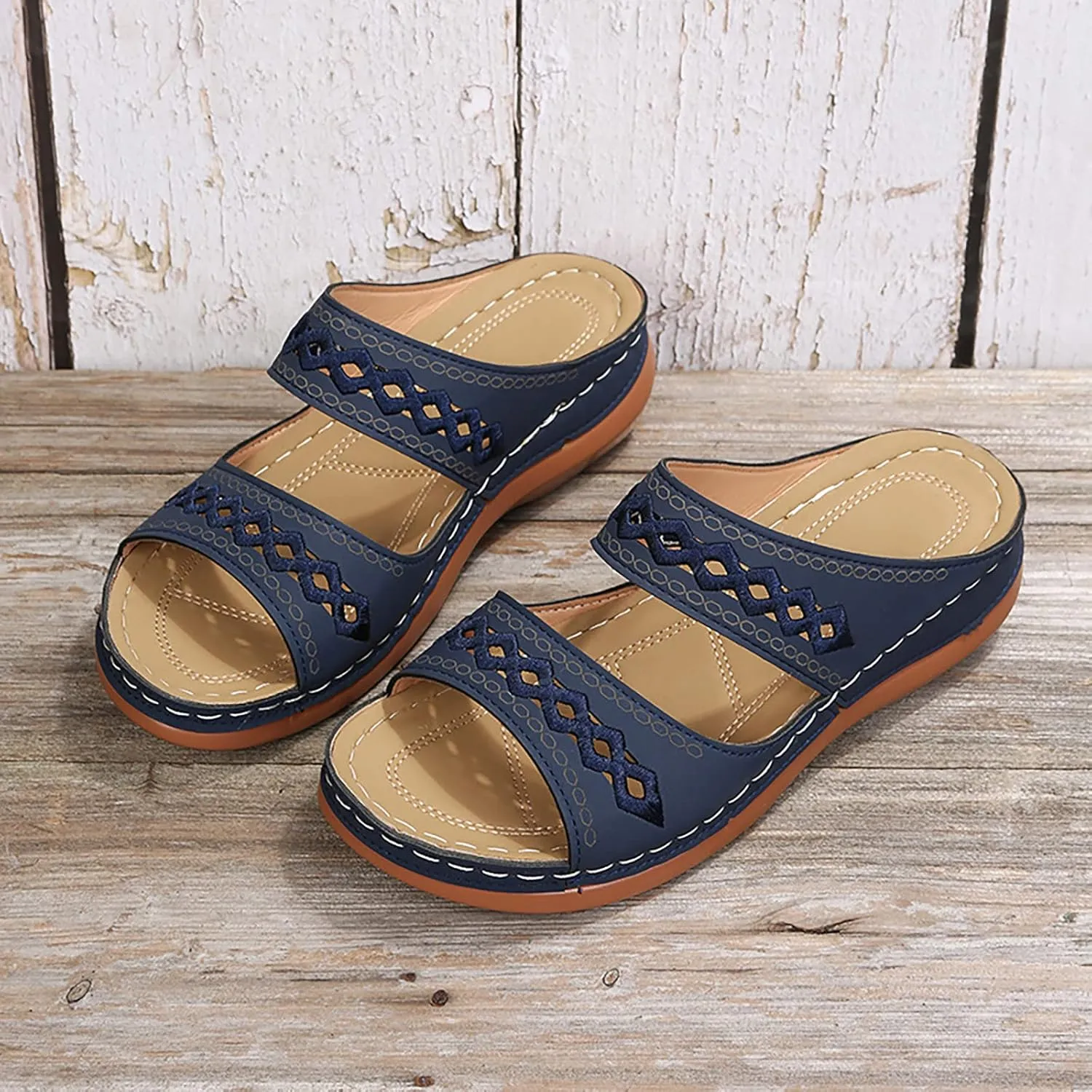 Flats Sandals for Women Orthopedic Bohemian Breathable Open Toe Adjustable 2025 Summer Walking Shoes