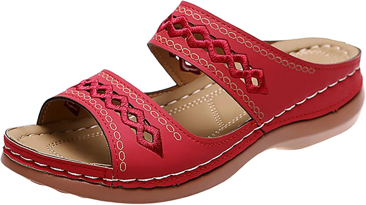 Flats Sandals for Women Orthopedic Bohemian Breathable Open Toe Adjustable 2025 Summer Walking Shoes