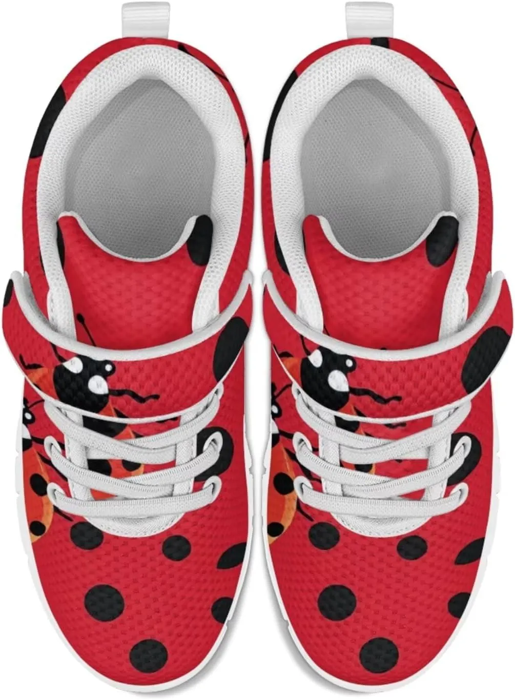 Forchrinse Red Ladybug Polka Dot Kids Running Shoes for Boys Girls Ladybug Tennis Athletic Shoes Causal Lightweight School Shoes for Big/Little Kids