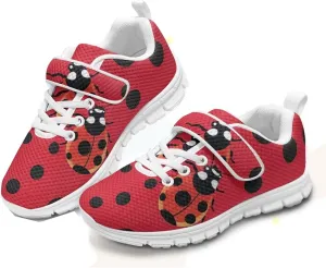 Forchrinse Red Ladybug Polka Dot Kids Running Shoes for Boys Girls Ladybug Tennis Athletic Shoes Causal Lightweight School Shoes for Big/Little Kids
