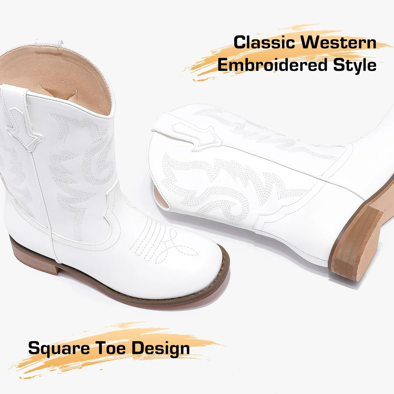 Girls Cowgirl Boots Unisex-Child Mid Calf Glitter Toddler Cowboy Boot Little Big Kids Western Riding Shoes