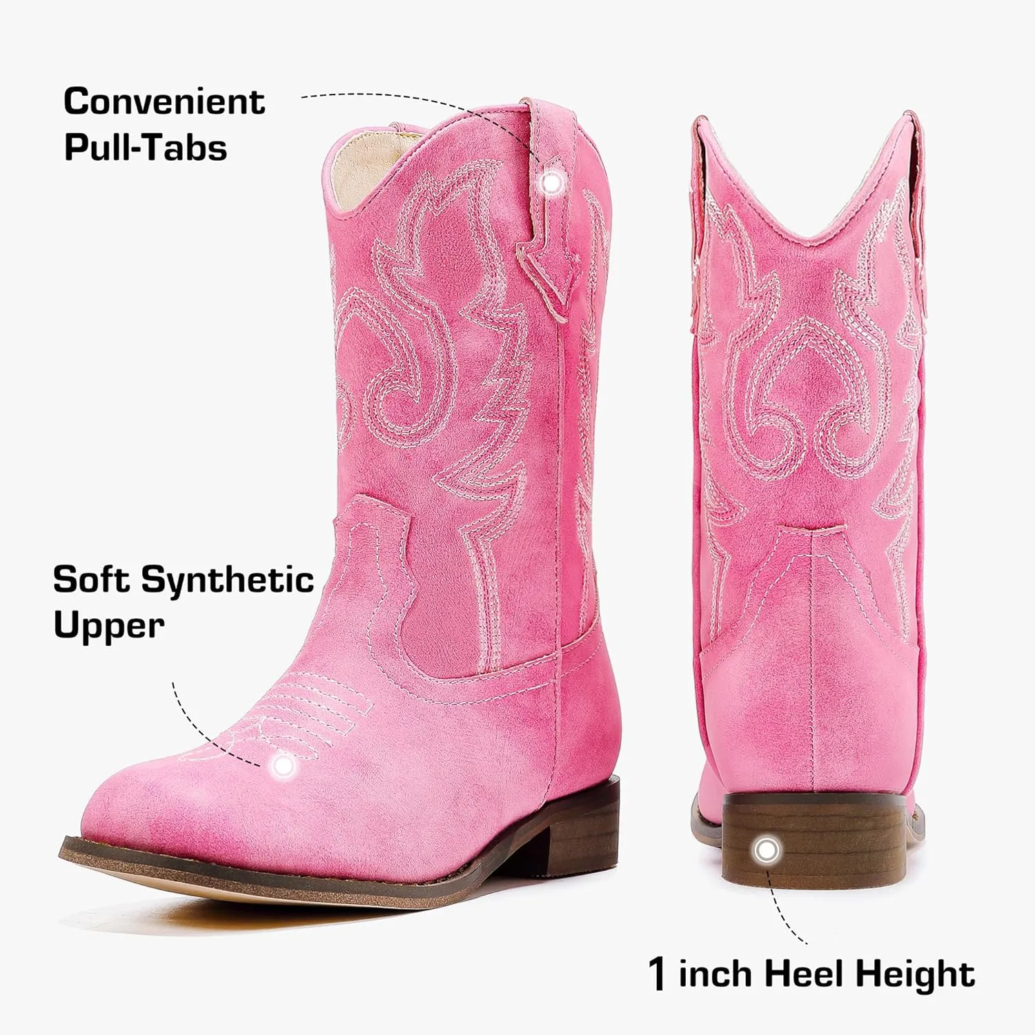 Girls Cowgirl Boots Unisex-Child Mid Calf Glitter Toddler Cowboy Boot Little Big Kids Western Riding Shoes