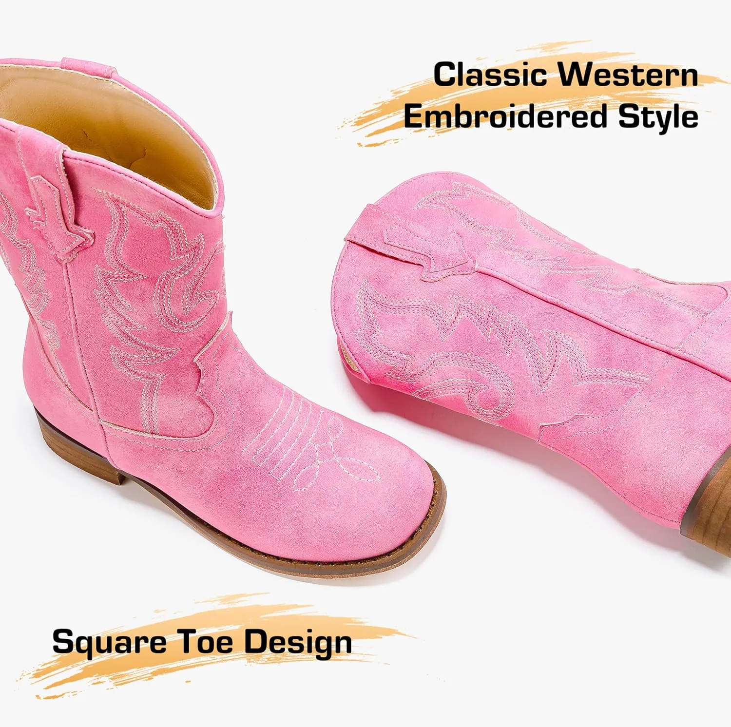 Girls Cowgirl Boots Unisex-Child Mid Calf Glitter Toddler Cowboy Boot Little Big Kids Western Riding Shoes