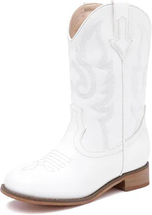 Girls Cowgirl Boots Unisex-Child Mid Calf Glitter Toddler Cowboy Boot Little Big Kids Western Riding Shoes