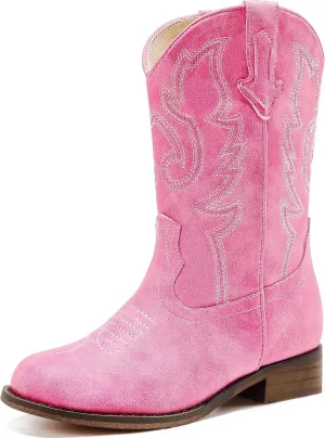 Girls Cowgirl Boots Unisex-Child Mid Calf Glitter Toddler Cowboy Boot Little Big Kids Western Riding Shoes