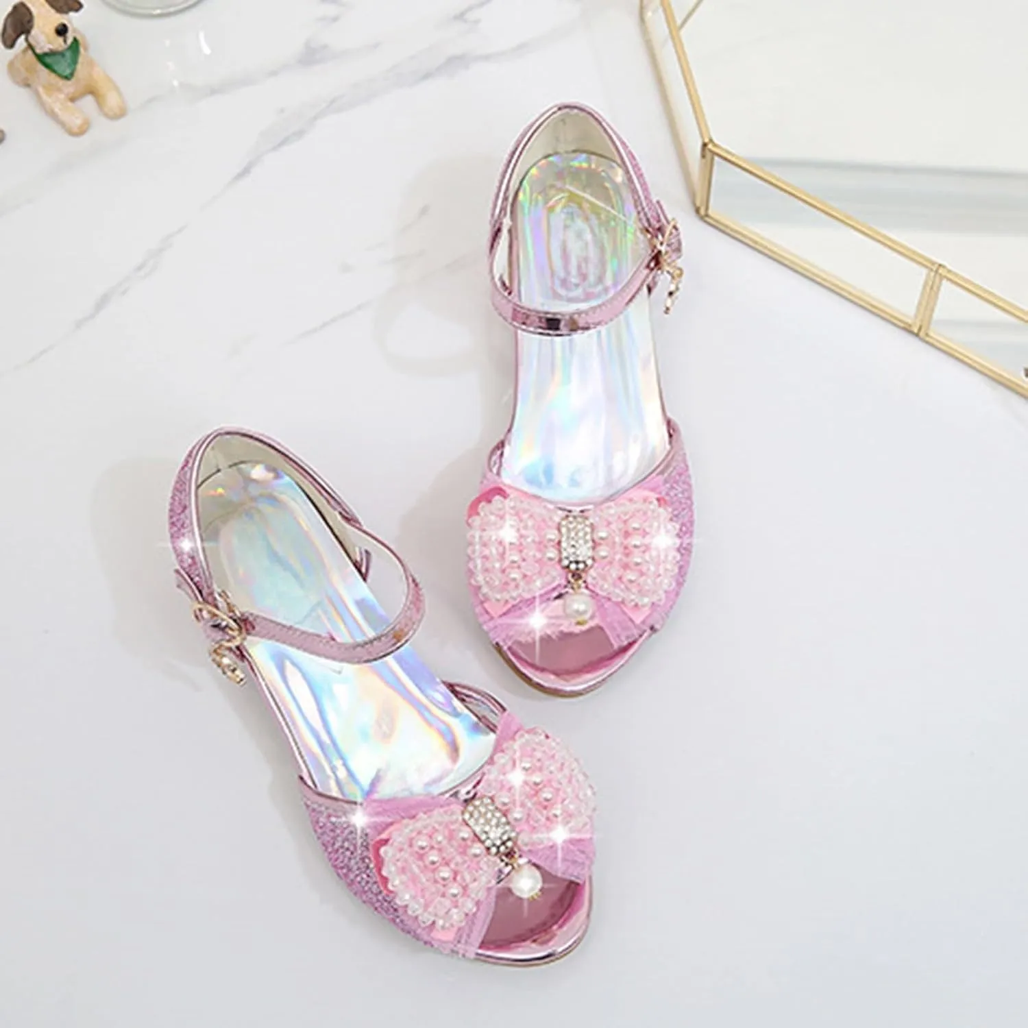 Girls High Heel Sandals Cute Fashion Bowknot Small and Medium Children Student Baby Fish Mouth Shoes Big Girl Sandals