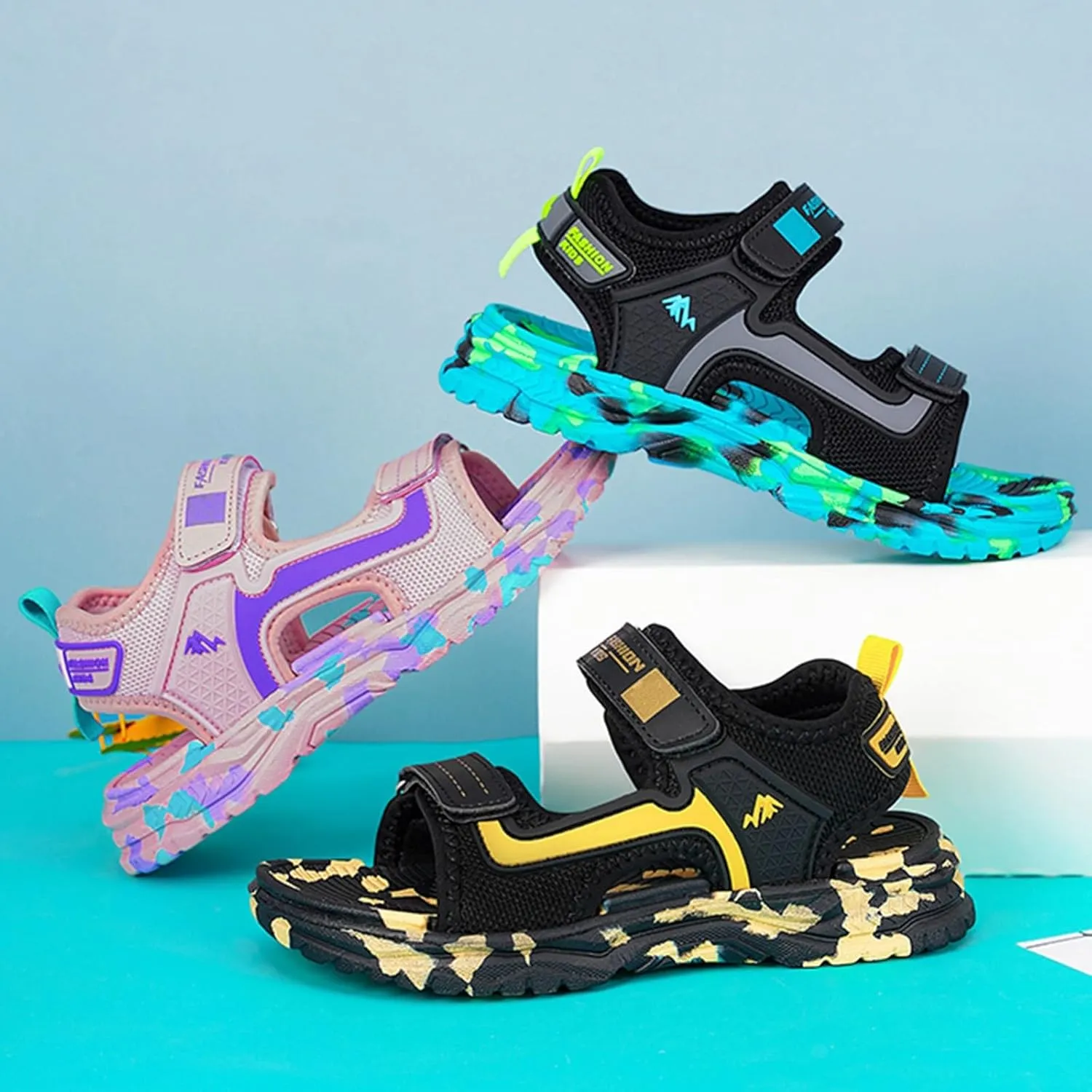 Girls' Sandals Girls Summer Outdoor Athletic Printed Sport Sandals Toddler Girl Sandal Soft Open Toe Flat Athletic Kids Sport Water Breathable Comfortable Shoes For Summer Beach Holiday Vacation