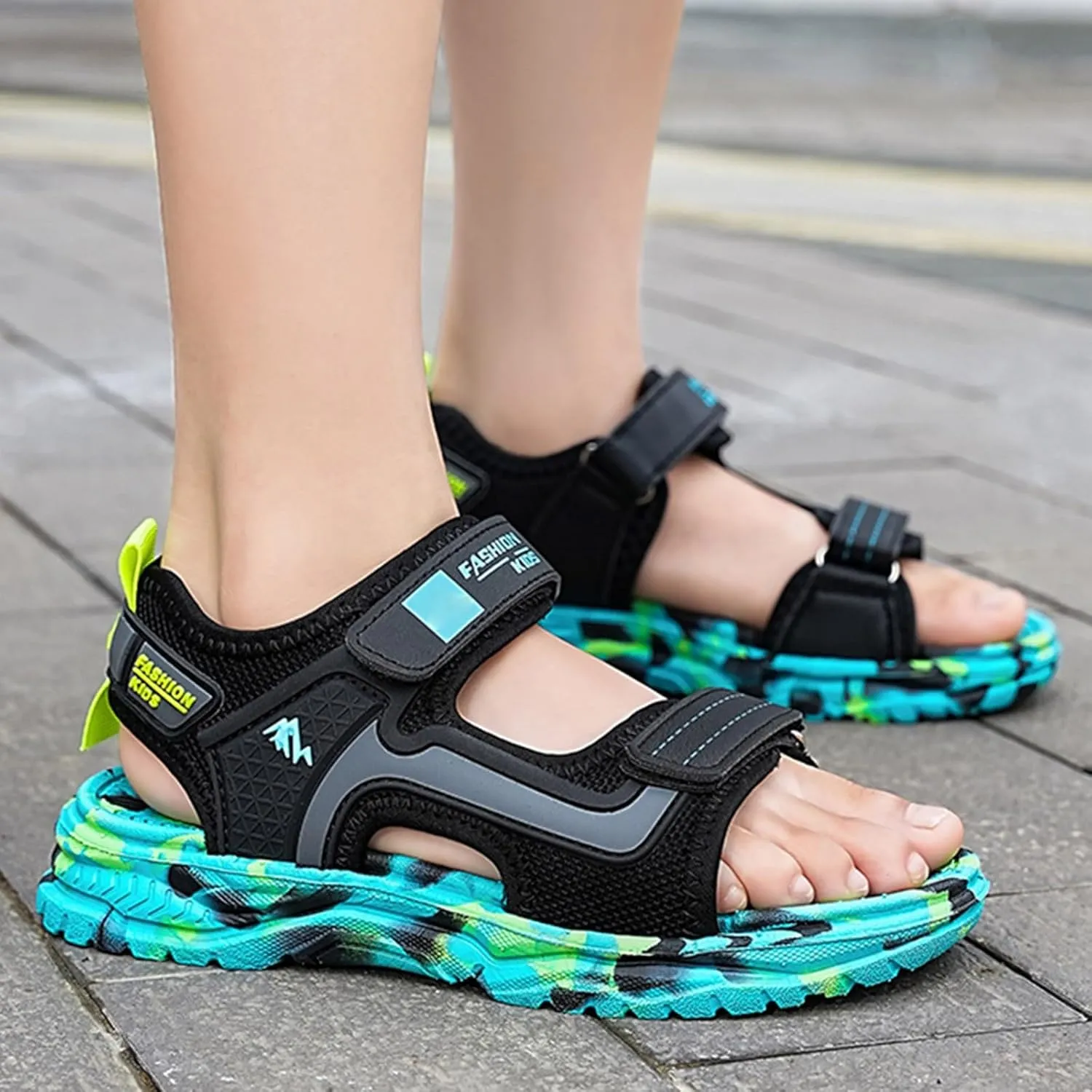 Girls' Sandals Girls Summer Outdoor Athletic Printed Sport Sandals Toddler Girl Sandal Soft Open Toe Flat Athletic Kids Sport Water Breathable Comfortable Shoes For Summer Beach Holiday Vacation