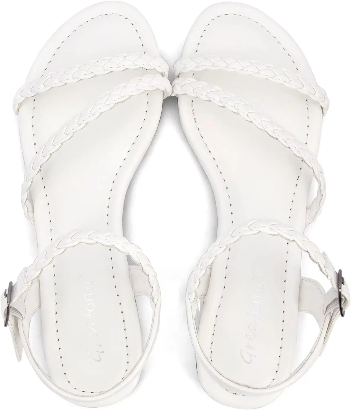 Greatonu Women??s Flat Sandals Slip On Summer Gladiator Open Toe Braided Slingback Shoes