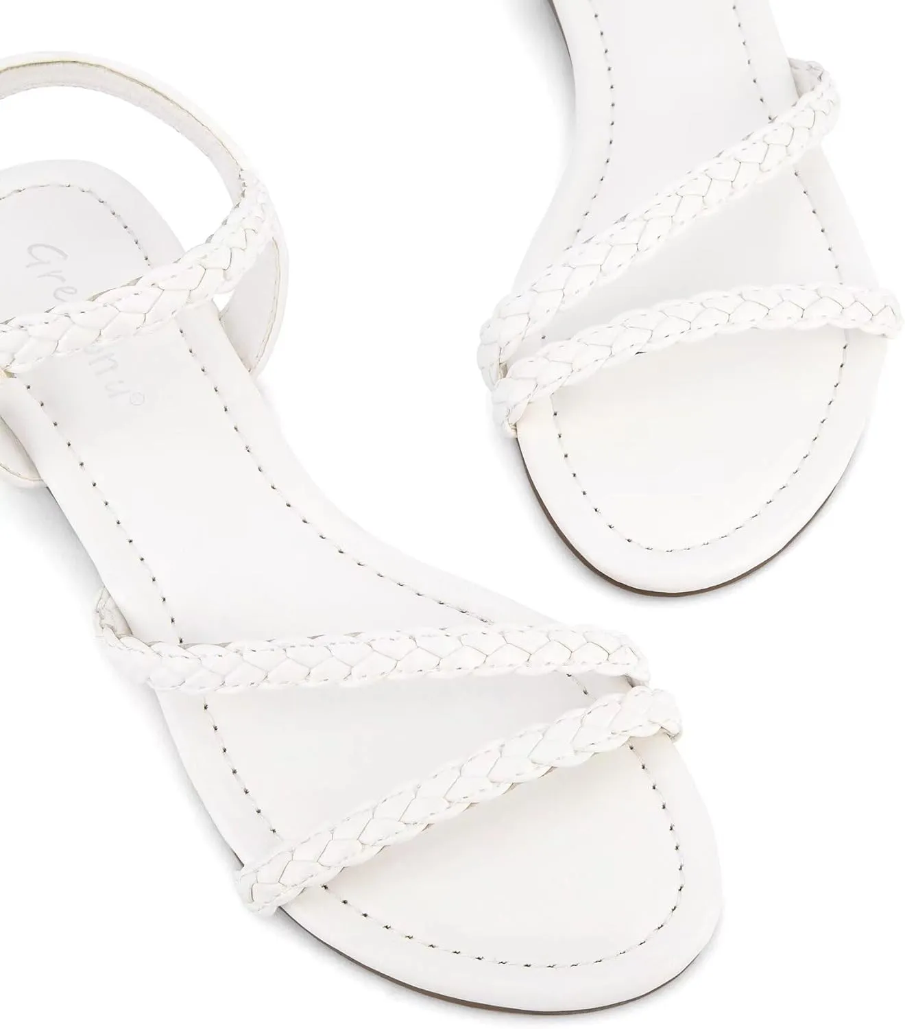Greatonu Women??s Flat Sandals Slip On Summer Gladiator Open Toe Braided Slingback Shoes