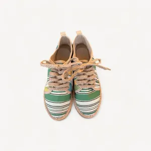 green stripe lace up espadrilles