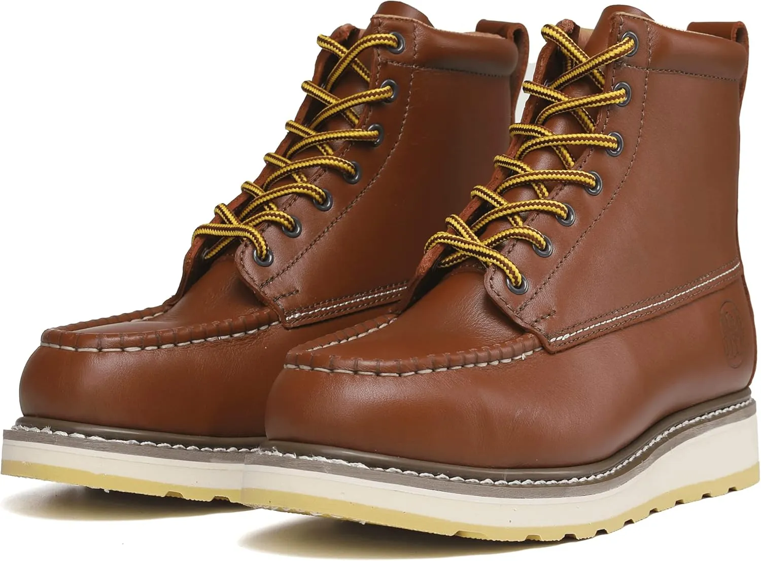 HANDPOINT Work Boots For Men Steel Toe  SURETRACK Men's 6" Leather Slip Resistant Durability Breathable Work Shoes  84992,Brown