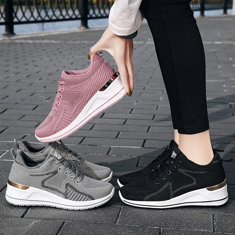 Heightening Breathable Platform Fly Knit Sneakers