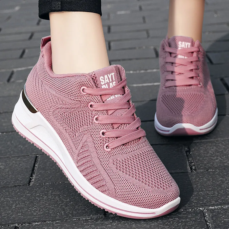 Heightening Breathable Platform Fly Knit Sneakers
