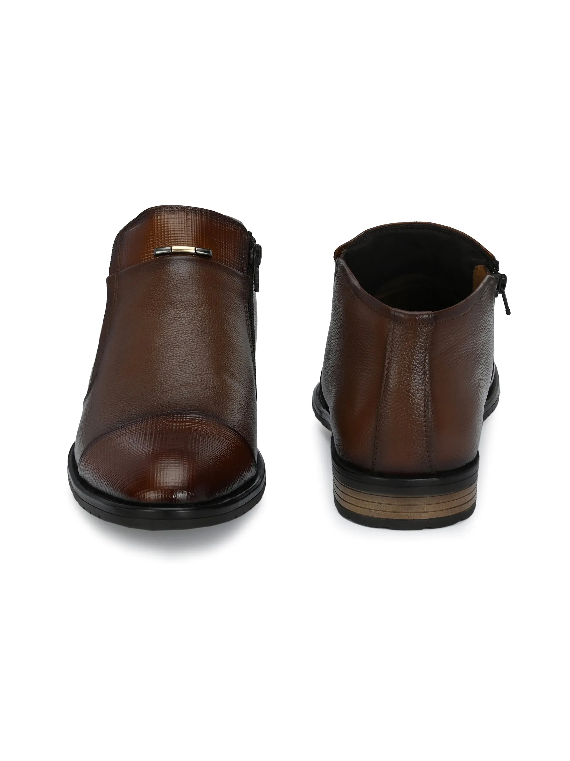 HITZ1675 Men's Tan Leather Zip Boots