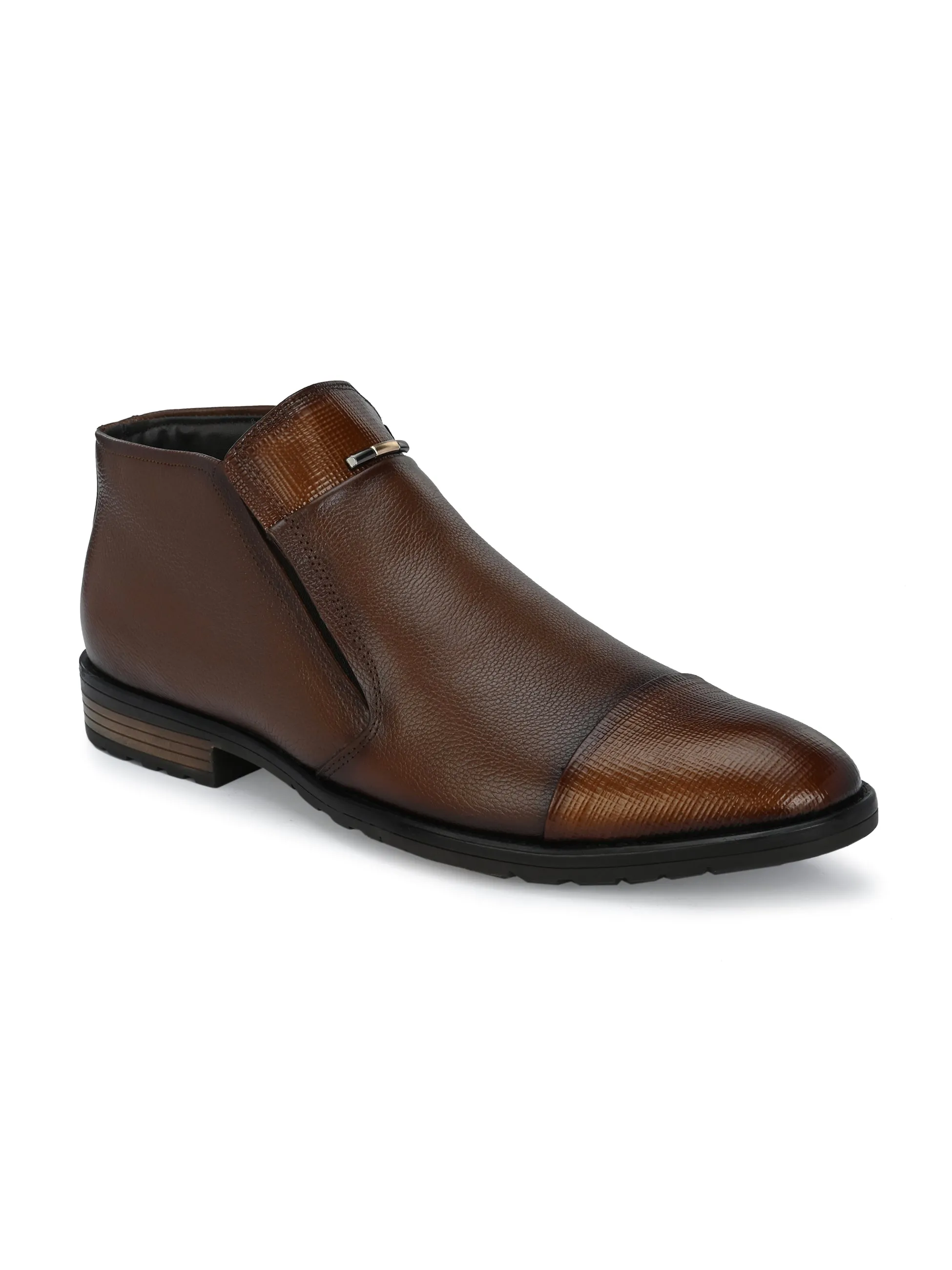 HITZ1675 Men's Tan Leather Zip Boots
