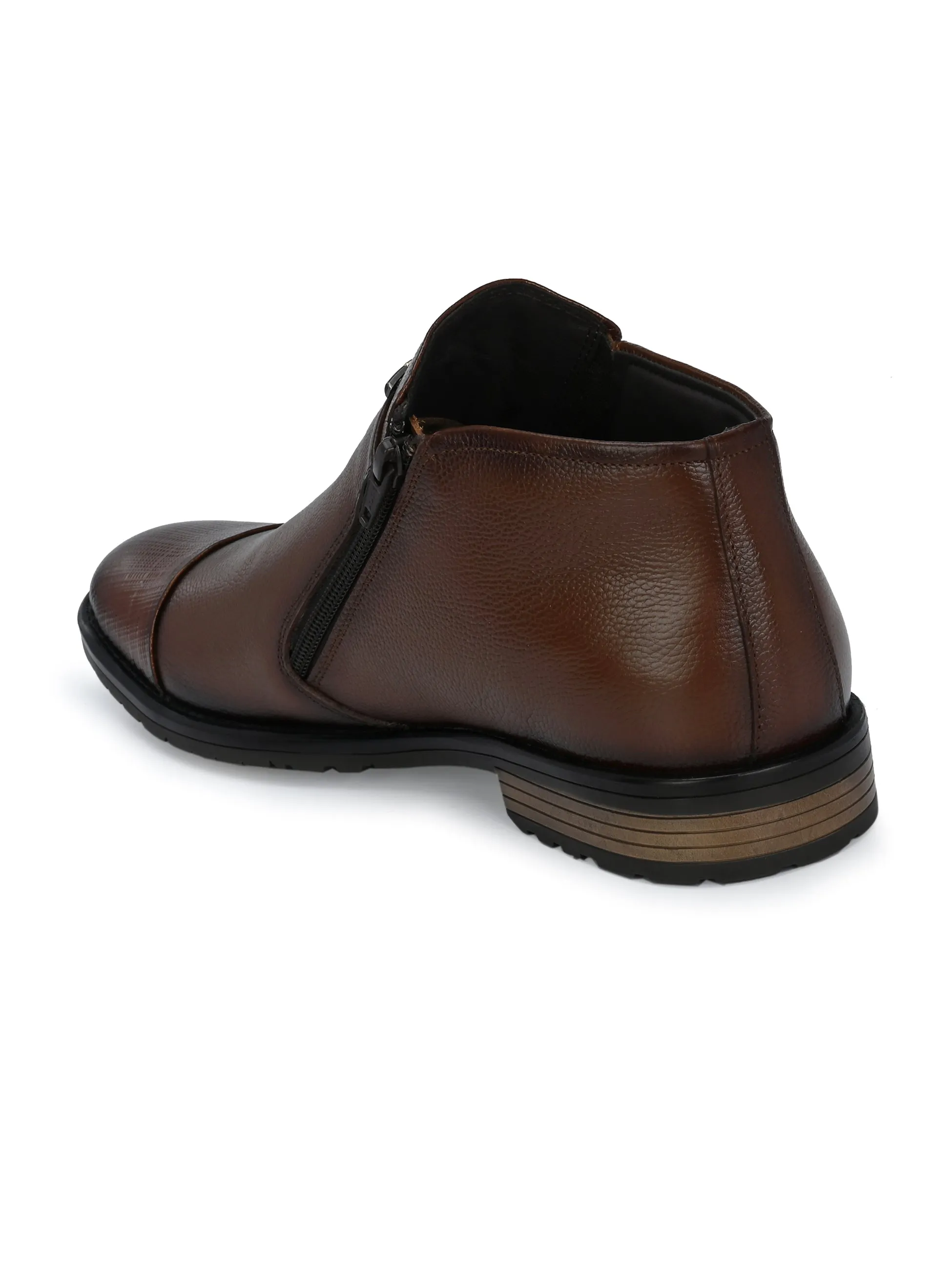 HITZ1675 Men's Tan Leather Zip Boots
