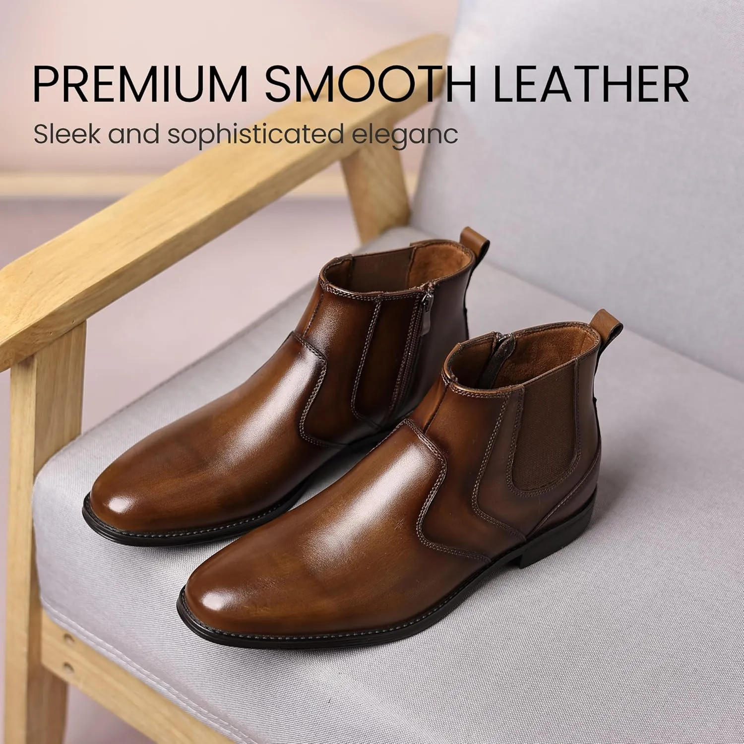 Holy dove Chelsea Boots Men ?C Genuine Leather,Chelsea Boots for Men with Side Zipper, Casual Slip-On Ankle Boots, Chukka & Oxford Style Dress Boots