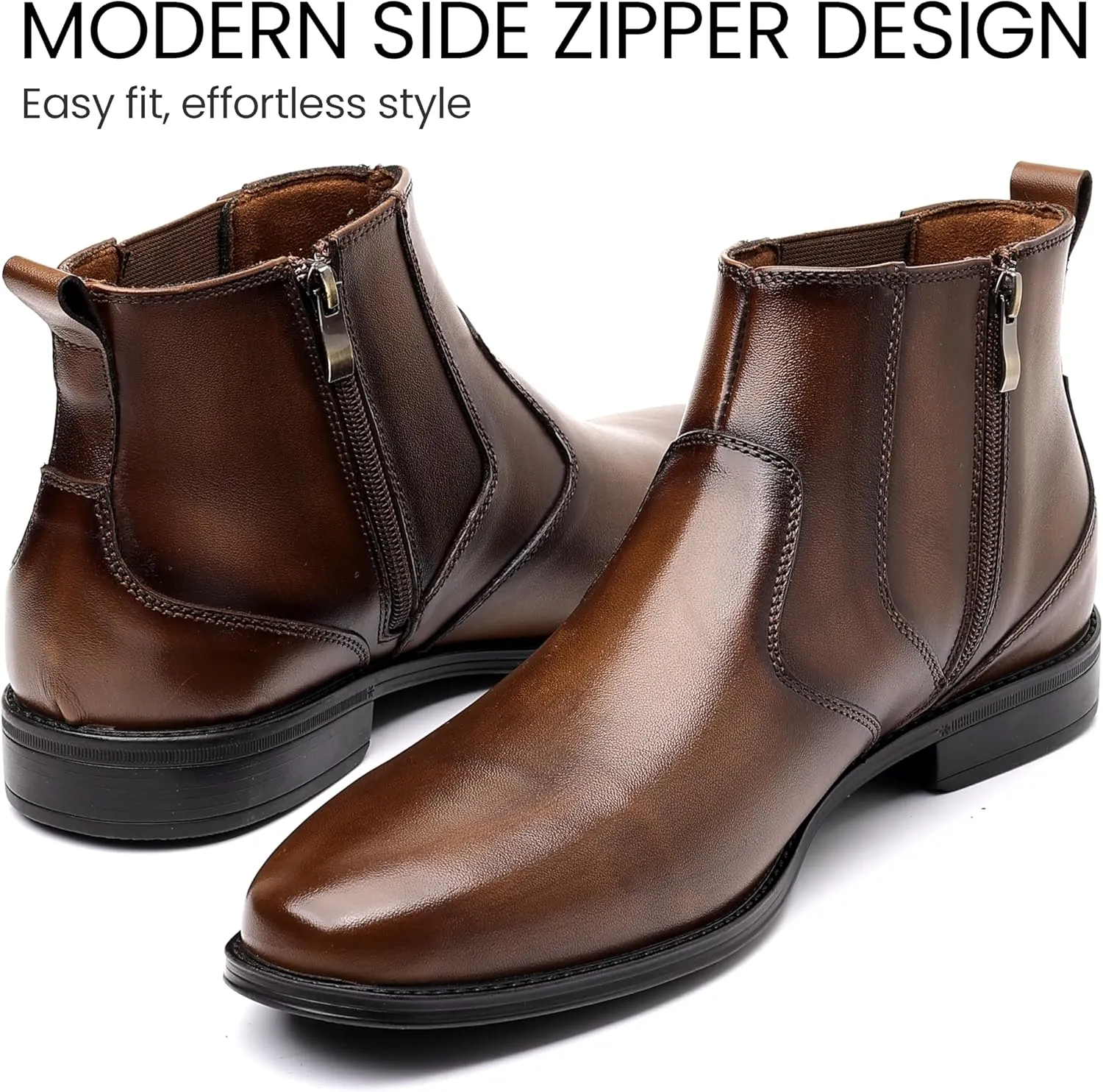 Holy dove Chelsea Boots Men ?C Genuine Leather,Chelsea Boots for Men with Side Zipper, Casual Slip-On Ankle Boots, Chukka & Oxford Style Dress Boots