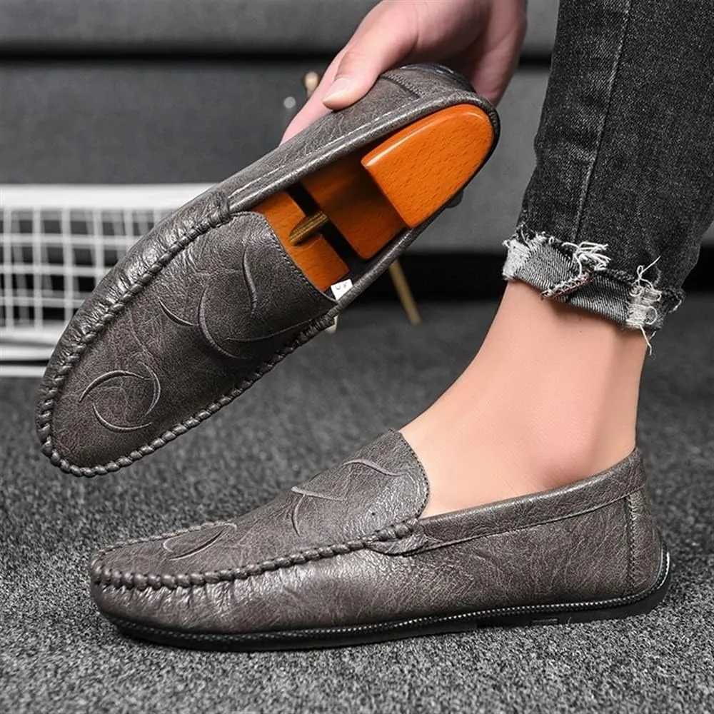 HOOENG Men's Loafers Shoes Moccasins Shoes Solid Colors Vegan Leather Anti-Slip Flexible Comfortable Fashion Slip-ons