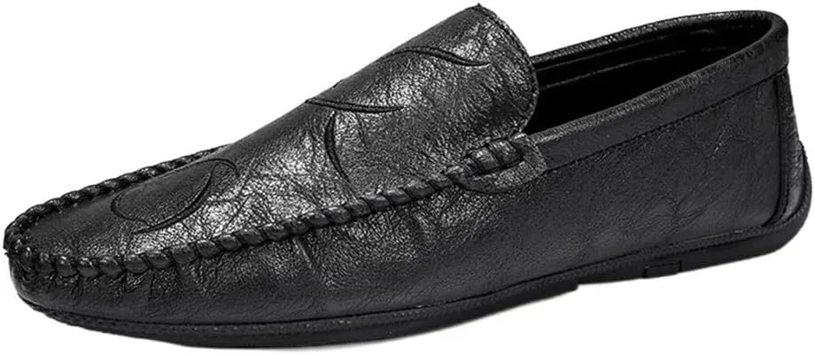 HOOENG Men's Loafers Shoes Moccasins Shoes Solid Colors Vegan Leather Anti-Slip Flexible Comfortable Fashion Slip-ons