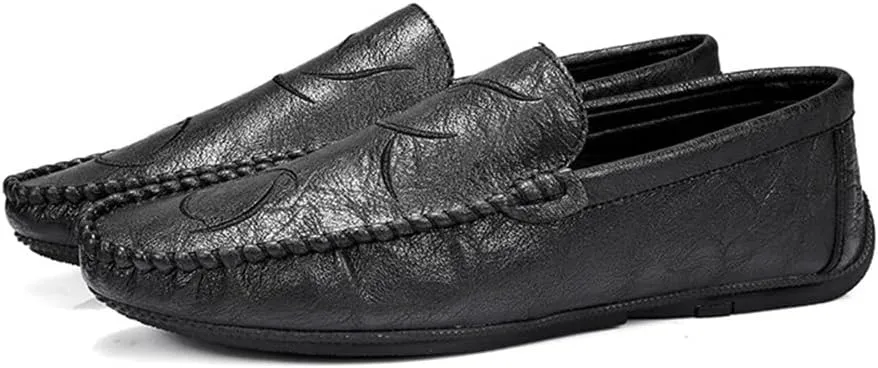 HOOENG Men's Loafers Shoes Moccasins Shoes Solid Colors Vegan Leather Anti-Slip Flexible Comfortable Fashion Slip-ons