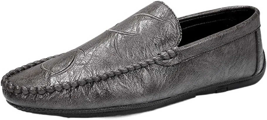 HOOENG Men's Loafers Shoes Moccasins Shoes Solid Colors Vegan Leather Anti-Slip Flexible Comfortable Fashion Slip-ons