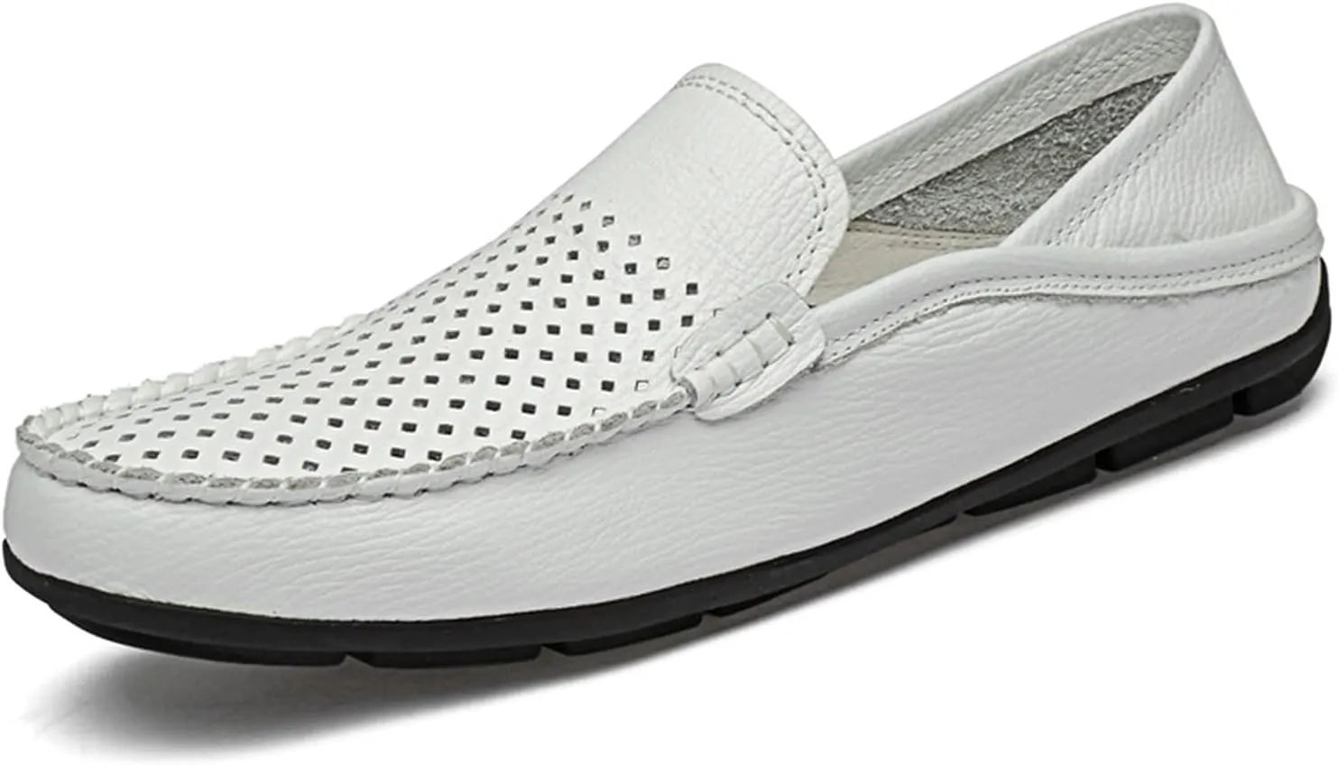 HOOENG Shoes Smoking Loafer for Men Stitching Details Genuine Leather Breathable Embossed Option Comfortable Flat Heel Soft Flexible Resistant Casual