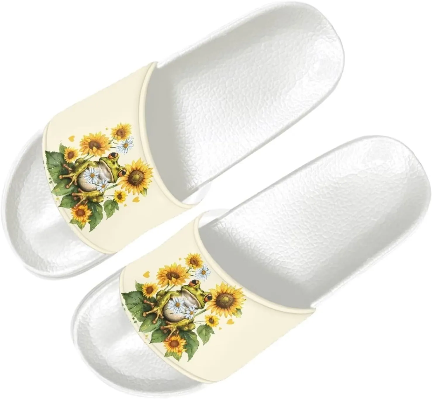 HUGS IDEA Womens Shower Slippers Slip on House Slide Sandals with Non Slip Rubber Sole Slide Flip-flops