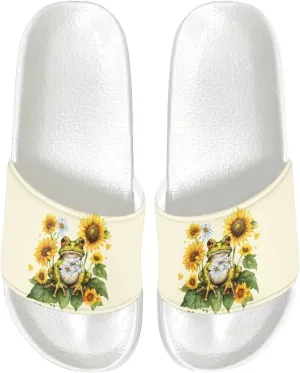 HUGS IDEA Womens Shower Slippers Slip on House Slide Sandals with Non Slip Rubber Sole Slide Flip-flops