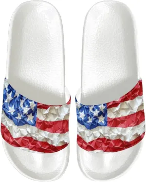 HUGS IDEA Womens Shower Slippers Slip on House Slide Sandals with Non Slip Rubber Sole Slide Flip-flops