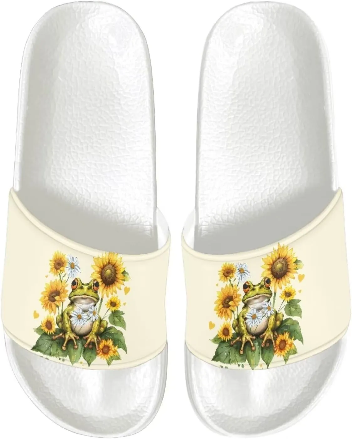 HUGS IDEA Womens Shower Slippers Slip on House Slide Sandals with Non Slip Rubber Sole Slide Flip-flops