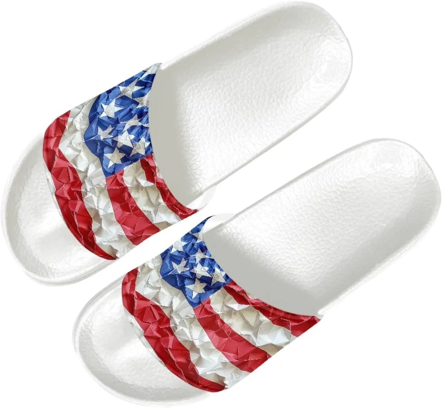 HUGS IDEA Womens Shower Slippers Slip on House Slide Sandals with Non Slip Rubber Sole Slide Flip-flops