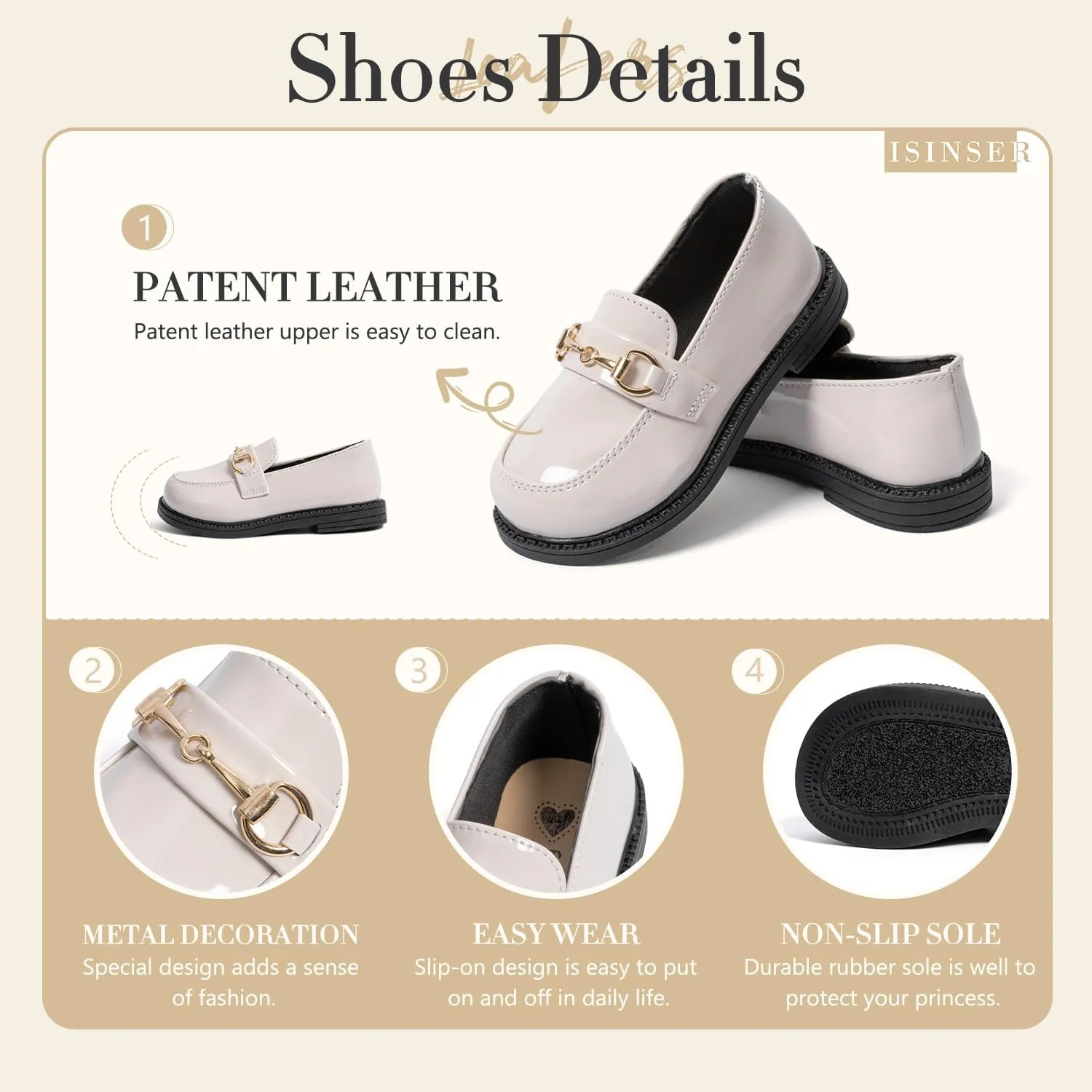 ISINSER Toddler Boys Girls Classic Dress Shoes Little Kid PU Leather Comfort Rubble Sole Oxford School Uniform Wedding Flats