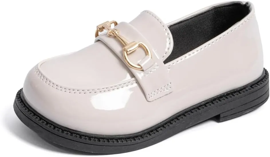 ISINSER Toddler Boys Girls Classic Dress Shoes Little Kid PU Leather Comfort Rubble Sole Oxford School Uniform Wedding Flats