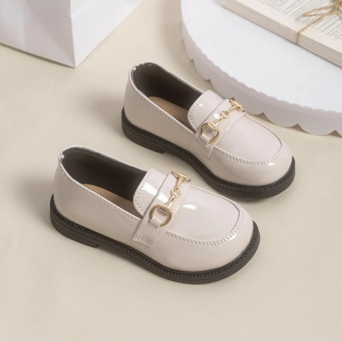 ISINSER Toddler Boys Girls Classic Dress Shoes Little Kid PU Leather Comfort Rubble Sole Oxford School Uniform Wedding Flats