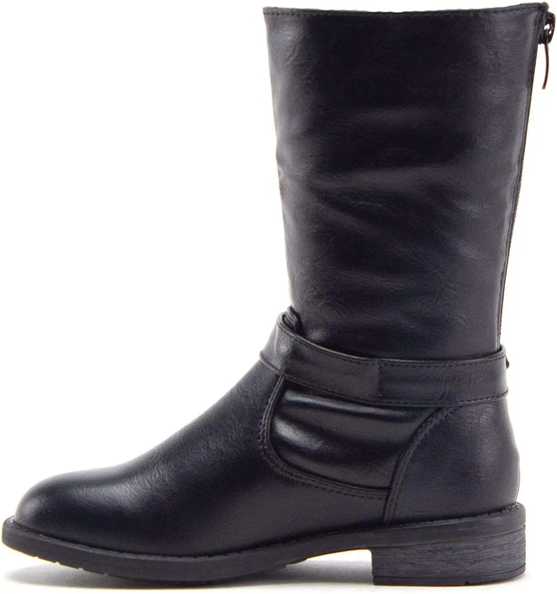 Jazam Little Girls Justina Tall Calf High Combat Zipped Round Toe Riding Dress Boots