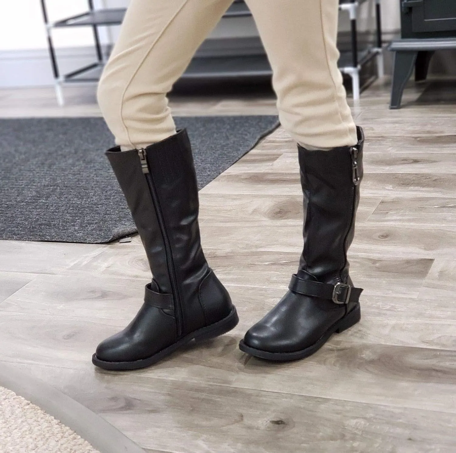 Jazam?? Little Girls Mila Tall Knee High Zipped Round Toe Riding Dress Boots