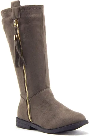Jazam?? Little Girls Mila Tall Knee High Zipped Round Toe Riding Dress Boots