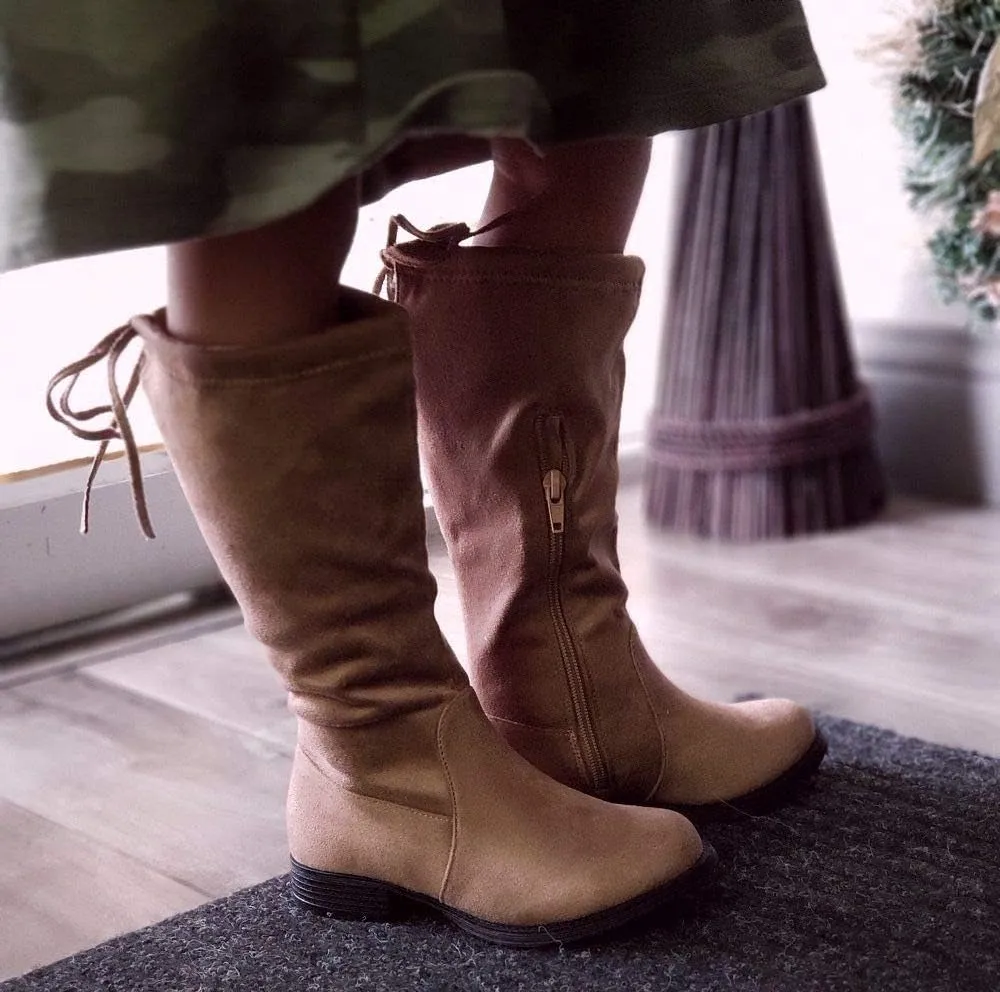 Jazam?? Little Girls Walker Tall Knee High Zipped Round Toe Riding Dress Boots